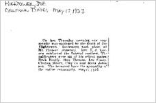 Newspaper clipping about Joe Hightower published May 17, 1923