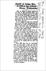 Newspaper clipping about Benjamin Harvey Hill published July 27, 1922