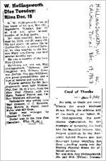 Newspaper clipping about W. W. Hollingsworth published December 19, 1963