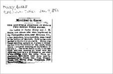 Newspaper clipping about Burke Hovey published January 7, 1866