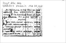 Newspaper clipping about Ard Hoyt published February 28, 1828