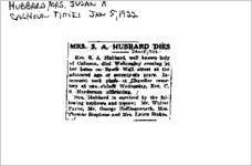 Newspaper clipping about Susan A. Hubbard published January 5, 1922