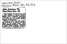 Newspaper clipping about John Jamison published December 23, 1943