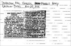 Newspaper clipping about Isabell Morris Bray Johnson published August 25, 1976