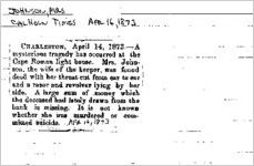 Newspaper clipping about Mrs. Johnson published April 16, 1873