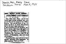 Newspaper clipping about Mary Jane Jines published March 6, 1924