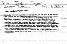 Newspaper clipping about Jordan Tyler Kim published November 1, 2006