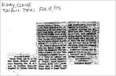 Newspaper clipping about Claude Kirby published February 18, 1976