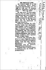 Newspaper clipping about Donald Ladd published December 18, 1999
