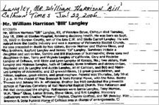 Newspaper clipping about William Harrison Langley published July 22, 2006