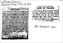 Newspaper clipping about Estelle LeFever published February 12, 1925