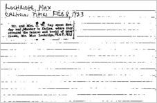 Newspaper clipping about Max Lochridge published February 8, 1923