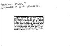 Newspaper clipping about Julius S. Marshall published August 20, 1831