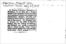 Newspaper clipping about John Marshall published May 23, 1878