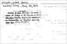 Newspaper clipping about James Milner published July 25, 1872