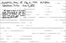 Newspaper clipping aboutMitchellpublished June 5, 1895
