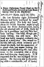 Newspaper clipping aboutMooneypublished April 20, 1874