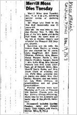 Newspaper clipping about Merrill Moss published December 19, 1963
