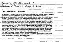 Newspaper clipping about Kenneth L. Mountz published August 9, 2006
