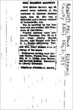 Newspaper clipping about Della Plemmons Barrett published December 31, 1963