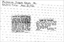 Newspaper clipping about Joseph Ralph Mccollum published March 30, 1922