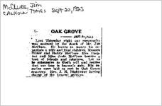 Newspaper clipping about Jim Mcclure published September 20, 1923