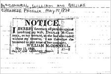 Newspaper clipping about William Delilah Mcconnell published May 15, 1828