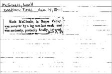 Newspaper clipping about Noah Mcginnis published August 17, 1871
