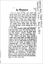 Newspaper clipping about Leah Amos Nally published May 12, 1923