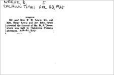 Newspaper clipping about D. F. Neese published April 23, 1925