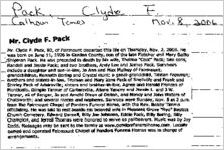 Newspaper clipping about Clyde F. Pack published November 8, 2006