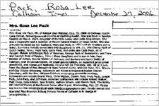 Newspaper clipping about Rosa Lee Pack published December 27, 2006