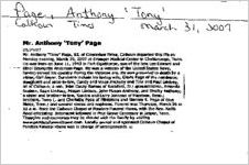 Newspaper clipping about Anthony Page published March 31, 2007
