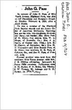 Newspaper clipping about John G. Pass published February 14, 1924