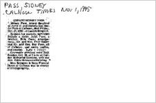 Newspaper clipping about Sidney Pass published November 1, 1995
