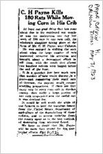 Newspaper clipping about Calvin H. Payne published May 31, 1923