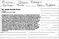 Newspaper clipping about Jessie Ronnell Pierce published December 9, 2006