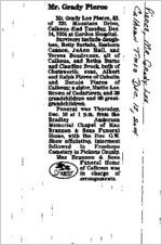 Newspaper clipping about Grady Lee Pierce published December 18, 2004