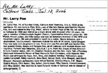 Newspaper clipping about Larry Poe published July 12, 2006