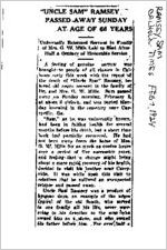 Newspaper clipping about Sam Ramsey published February 7, 1924