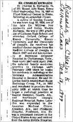 Newspaper clipping about Charles K. Richards published December 18, 1999