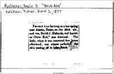 Newspaper clipping about David J. Richards published June 2, 1877