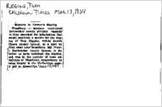 Newspaper clipping about Tom Riggins published March 13, 1924