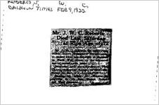 Newspaper clipping about J. W. Roberts published February 9, 1922