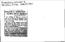Newspaper clipping about William B. Robertson published March 27, 1924