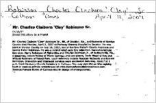 Newspaper clipping about Charles Claiborn Robinson published April 11, 2007