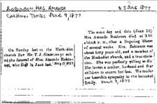 Newspaper clipping about Amanda Robinson published June 9, 1877