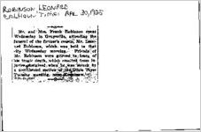 Newspaper clipping about Leonard Robinson published April 30, 1925