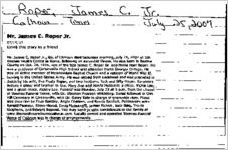 Newspaper clipping about James C. Roper published July 25, 2007