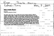Newspaper clipping about Shelia Marie Roper published May 2, 2007